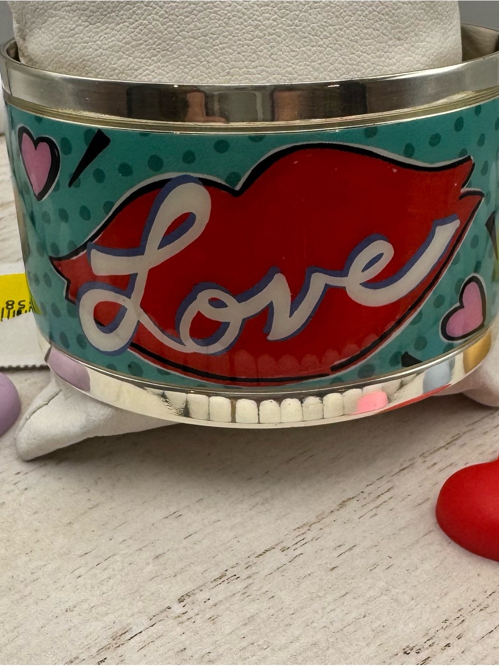 Brighton Graffiti Love Heart Enamel Cuff Bracelet - NWT